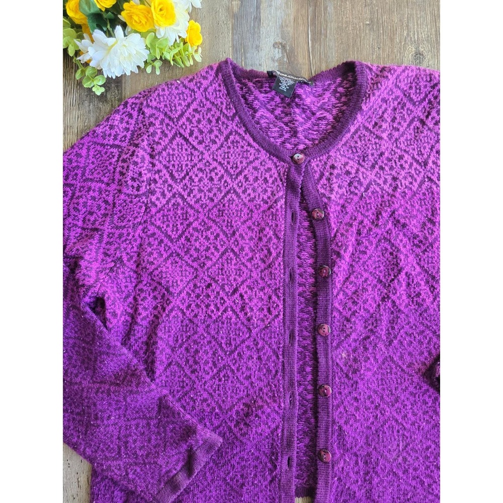 Vintage Norton McNaughton‎ Purple Knit Button Up Cardigan Sweater XL